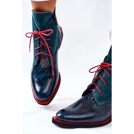 Alberto Violli Bottines En Cuir Motif Crocodile Vert Cheyenne rouge 1