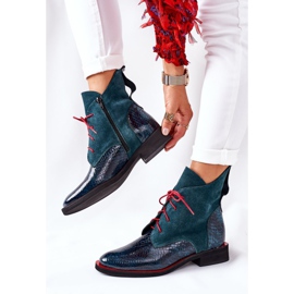 Alberto Violli Bottines En Cuir Motif Crocodile Vert Cheyenne rouge 4