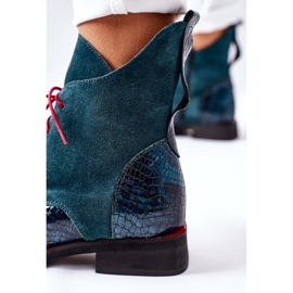 Alberto Violli Bottines En Cuir Motif Crocodile Vert Cheyenne rouge 6