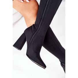 Bottes À Talons En Tissu Élastique Effet Noir Wow le noir 3