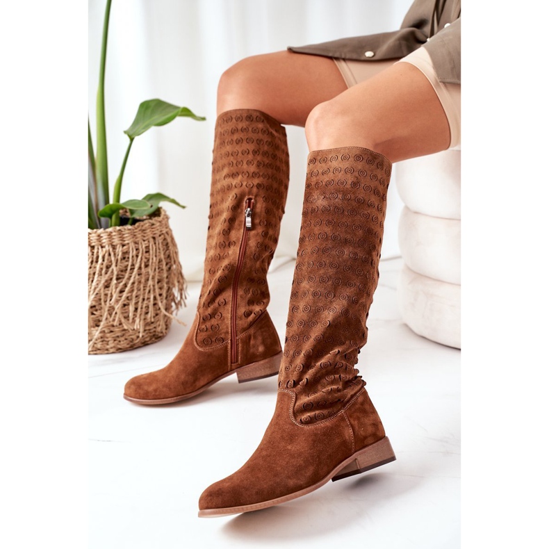 Alberto Violli Bottes Montana en daim marron à motif ajouré brun 2