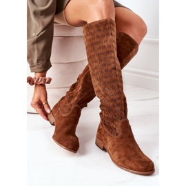 Alberto Violli Bottes Montana en daim marron à motif ajouré brun 3