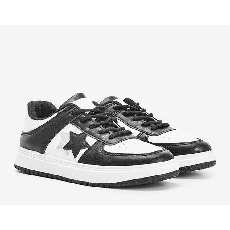Baskets noires et blanches à étoiles Polja le noir 1