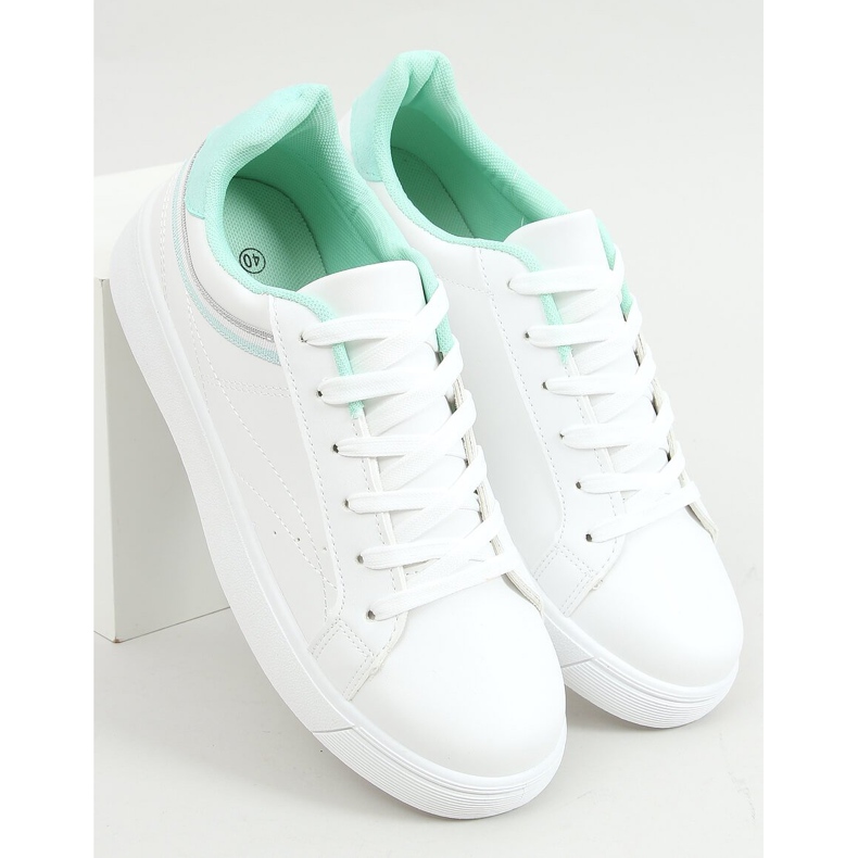 Baskets femme blanches B0-686 BLANC / VERT 1