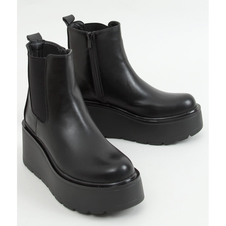 Noir QT22P Bottines noires à semelles hautes le noir 1