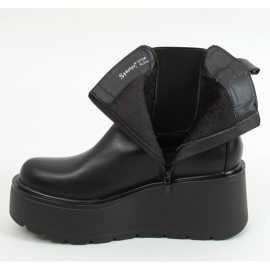 Noir QT22P Bottines noires à semelles hautes le noir 2