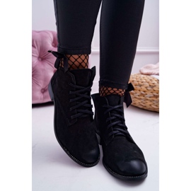 Bottines Femme Talon Plat Nubuck Noir Nicole 2420 2