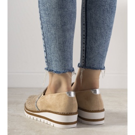 Chaussures à enfiler argentées avec clous GF-FD9 beige 1