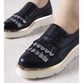 Chaussures à enfiler argentées avec clous GF-FD9 le noir 1