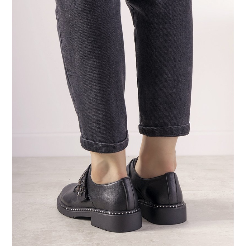 Chaussures à enfiler argentées avec clous GF-FD9 le noir 2