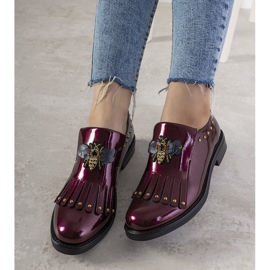 Slip-ons marron avec clous GF-FD9 rouge 1
