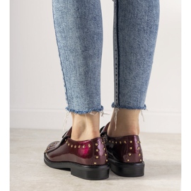 Slip-ons marron avec clous GF-FD9 rouge 2