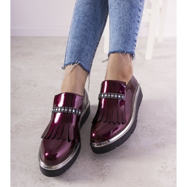 Slip-ons marron avec clous GF-FD9 rouge 2