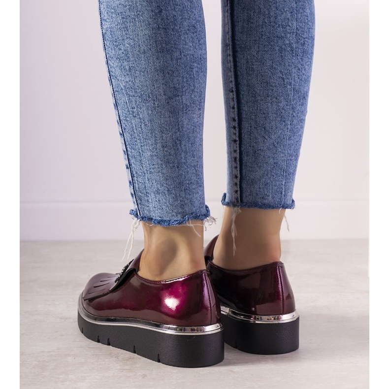 Slip-ons marron avec clous GF-FD9 rouge 1