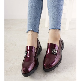 Slip-ons marron avec clous GF-FD9 rouge 1