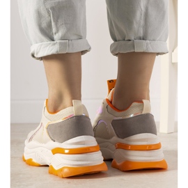 Baskets blanches avec inserts holographiques Freedom orange 1