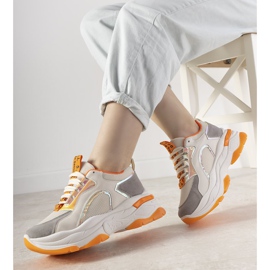 Baskets blanches avec inserts holographiques Freedom orange 2