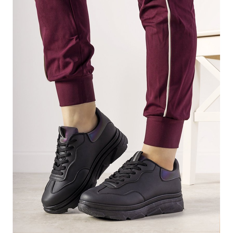 Baskets noires avec insert réfléchissant Kaori le noir 1