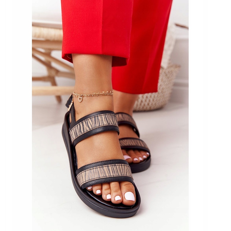 Sandales Compensées En Cuir Laura Messi 2232 Noir beige 5