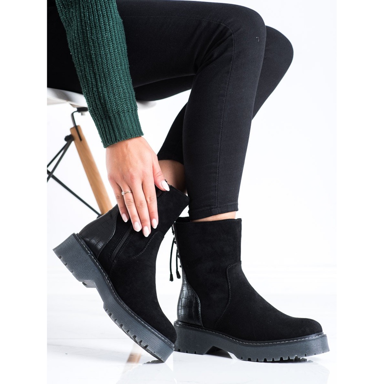 J. Star Travailleurs en daim avec reliure le noir 2