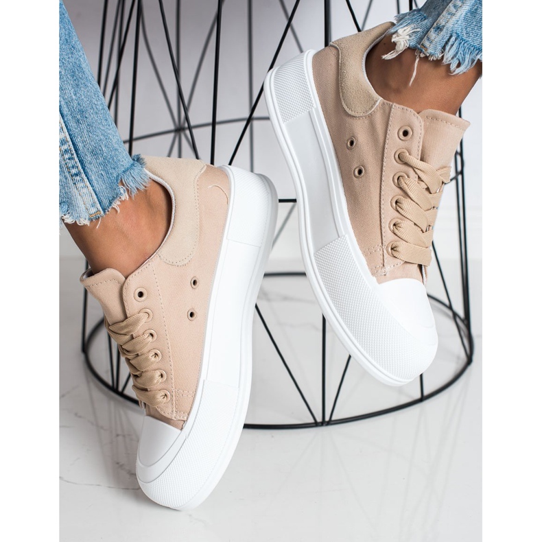 Goodin Baskets classiques sur la plate-forme beige 1