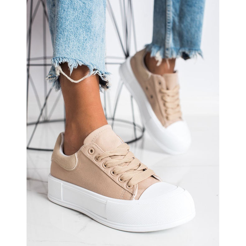 Goodin Baskets classiques sur la plate-forme beige 2