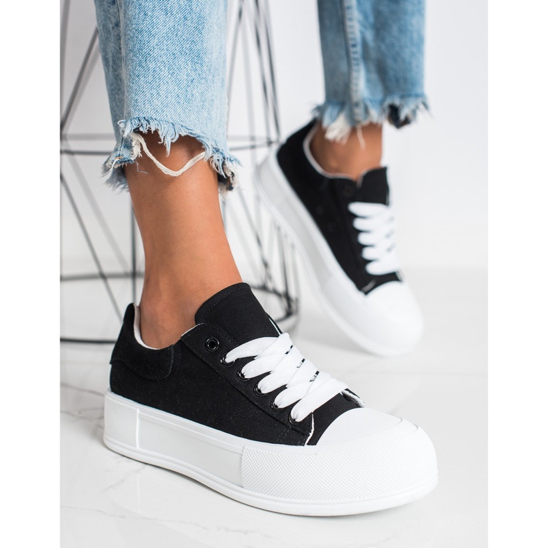 Goodin Baskets classiques sur la plate-forme le noir 2