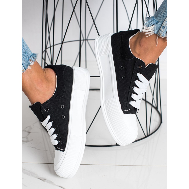 Goodin Baskets classiques sur la plate-forme le noir 1