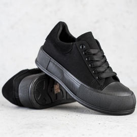 Goodin Baskets classiques sur la plate-forme le noir 1