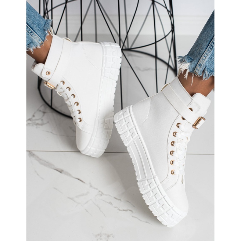 Goodin Baskets sur la plate-forme avec une poche blanc 2