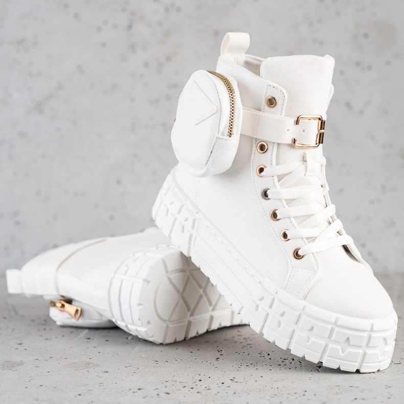 Goodin Baskets sur la plate-forme avec une poche blanc 1