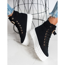 Goodin Baskets sur plateforme avec poche noir 2