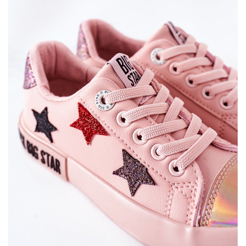 Baskets en cuir pour enfants Big Star II374033 Rose 1