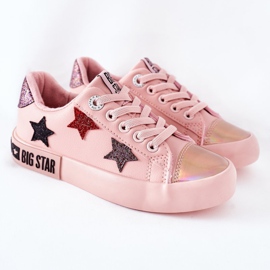 Baskets en cuir pour enfants Big Star II374033 Rose 2