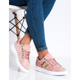 SHELOVET Baskets en daim rose 3