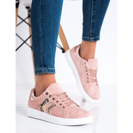 SHELOVET Baskets en daim rose 2