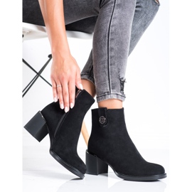 Filippo Bottines en daim sur un large pilier le noir 2