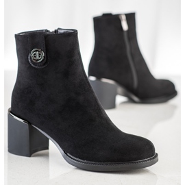 Filippo Bottines en daim sur un large pilier le noir 1