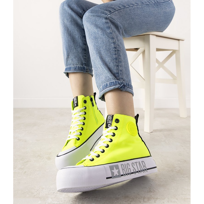 Baskets jaune fluo Big Star pour femme Balvin gris 1