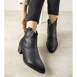 Bottes de cowboy noires à motif Mustgrow brodé le noir 2 Bottes de cowboy noires à motif Mustgrow brodé le noir 2