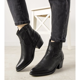 Bottes de cowboy noires à motif Mustgrow brodé 1