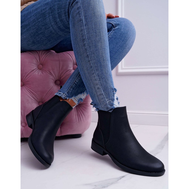 S.Barski Bottines Femme Chelsea boots Talon Plat Noir Barski 18-75 2