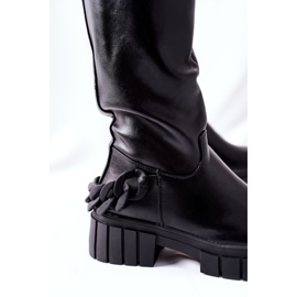 Bottes hautes noires avec chaîne démontée le noir 1 Bottes hautes noires avec chaîne démontée le noir 1