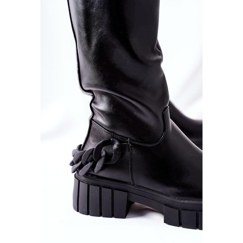 Bottes hautes noires avec chaîne démontée 1