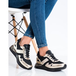 Baskets pailletées VINCEZA noir doré 2