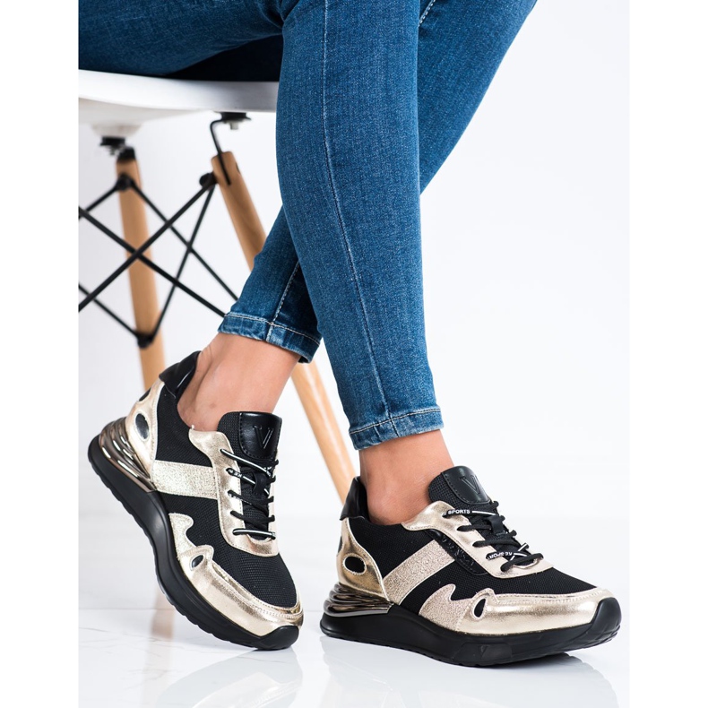 Baskets pailletées VINCEZA noir doré 2