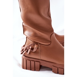 Bottes hautes marron Teardown avec chaîne brun 1