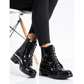 S. BARSKI Ouvriers en cuir écologique laqué S.BARSKI le noir 2