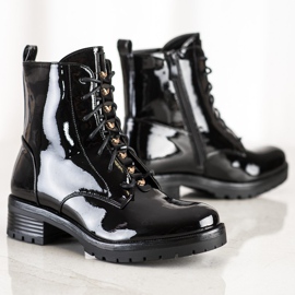 S. BARSKI Ouvriers en cuir écologique laqué S.BARSKI le noir 1