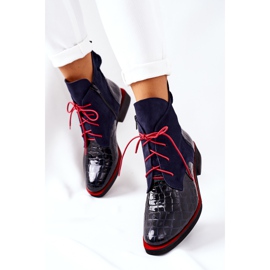 Alberto Violli Bottines Cuir Motif Alligator Bleu Marine Bruselle rouge 2